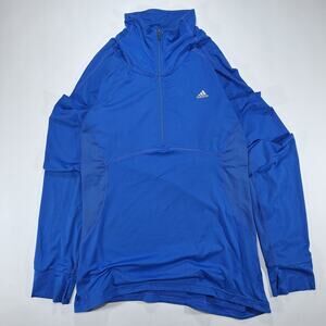 Adidas Sweatshirt Women's Large Blue Climalite Pullover Athletic Long Sleeve